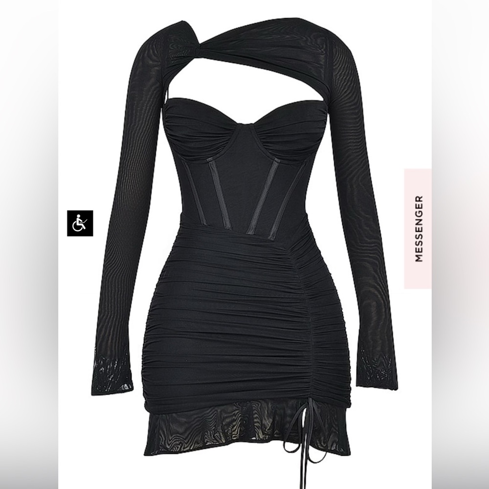 MISTRESS ROCKS BLACK MESH LONG SLEEVE CORSET HOUSE OF CV
